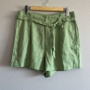 NWT Madewell 100% Linen Paperbag Shorts Tie-Front Women’s 6 Seedling Green